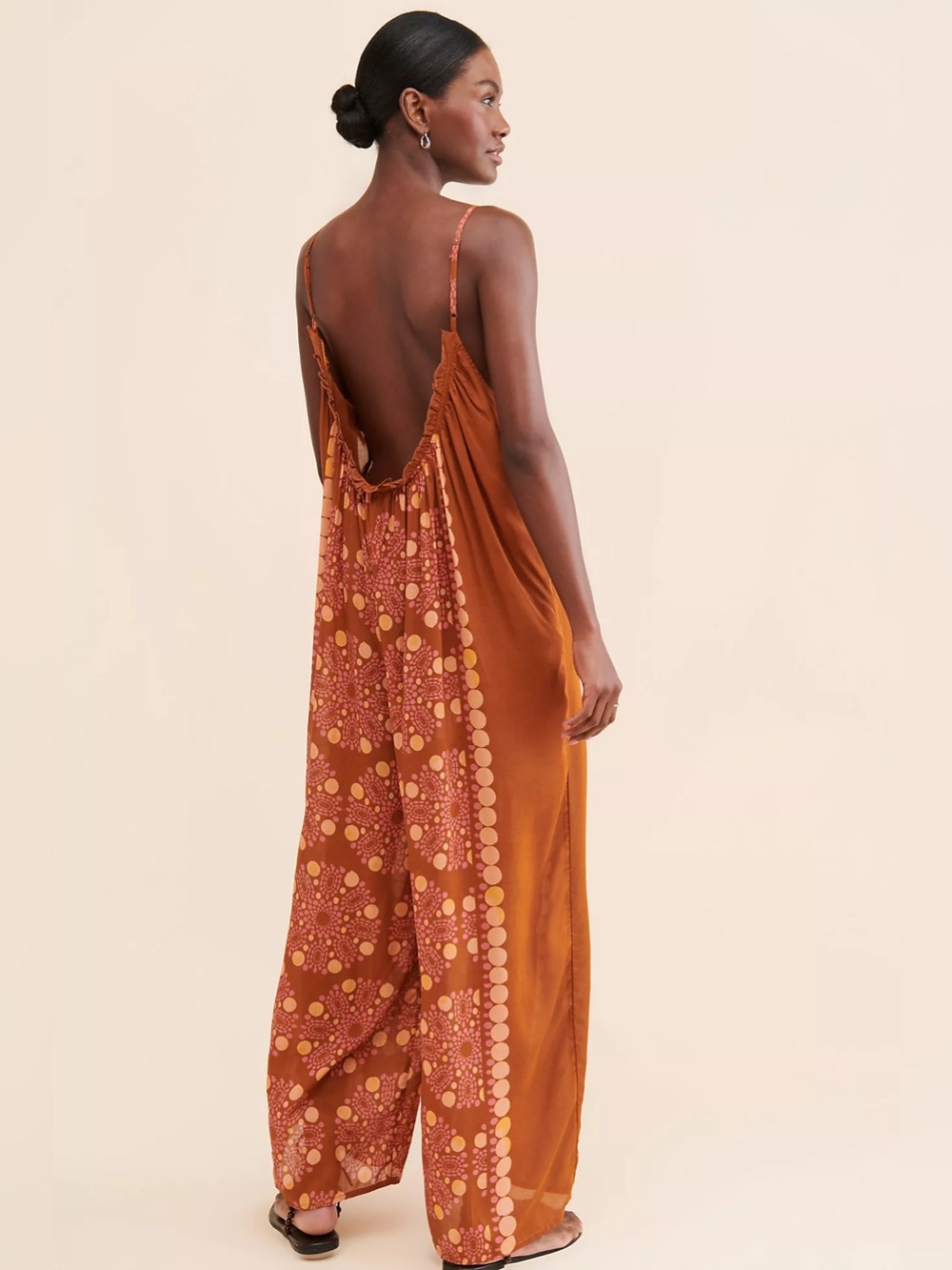 Anthropologie Printed Low-Back Jumpsuit